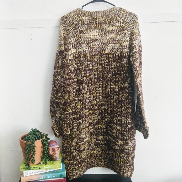 Olive Cocoa Ombre Long V-neck Sweater Dress - Picture 8 of 8